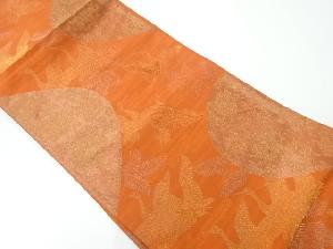 アンティーク　群鶴に花唐草模様織出し袋帯（着用可）